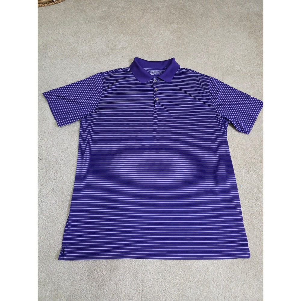 Nike Golf Tour Performance Dri-FIT Purple Striped Polo Shirt Mens XL